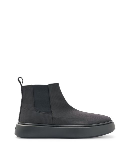 HUGO Black Cupsole Chelsea Boots With Branded Tape for men