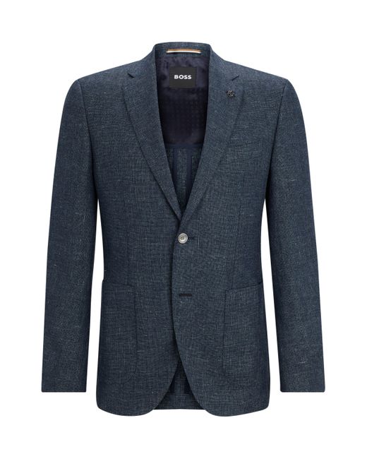 Veste Regular Fit en laine et lin à micro motif Boss pour homme en coloris Blue