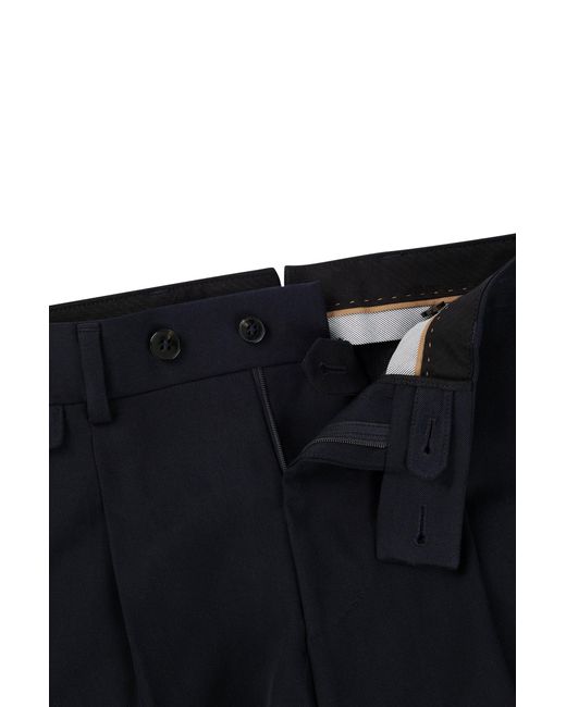 Boss Black Regular-rise Pleated Trousers In Soft Silk for men