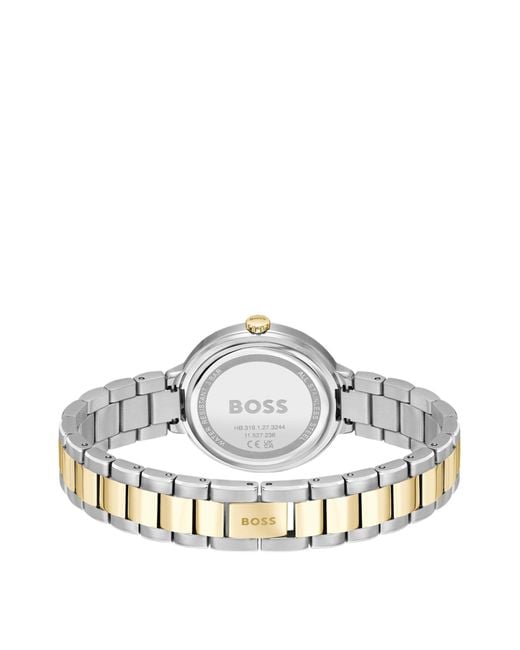 Boss Metallic Link-bracelet Watch With Silver-white Monogram Dial