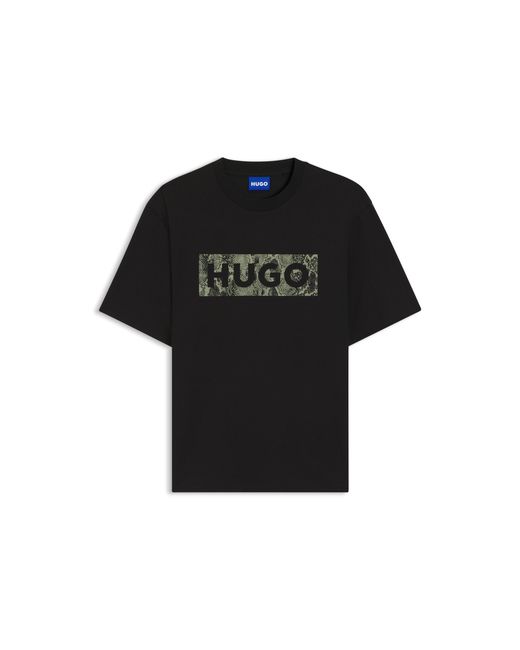 HUGO Black Logo-Graphic T-Shirt for men