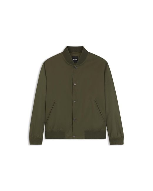 Boss Green Water-Repellent Jacket With Monogram-Pattern Sleeves for men