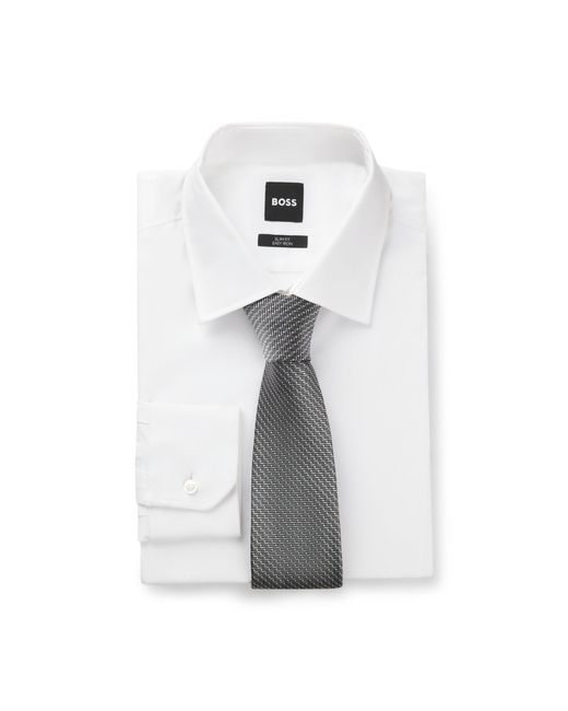 Boss Gray One Silk Tie With Jacquard Pattern for men