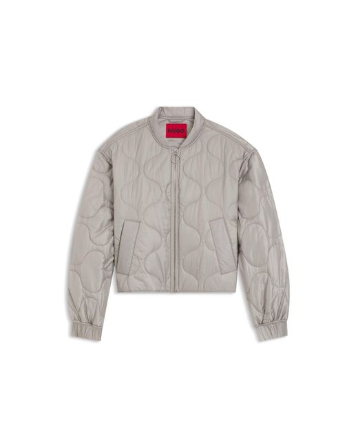 HUGO Gray Water-Repellent Jacket With Onion Quilting