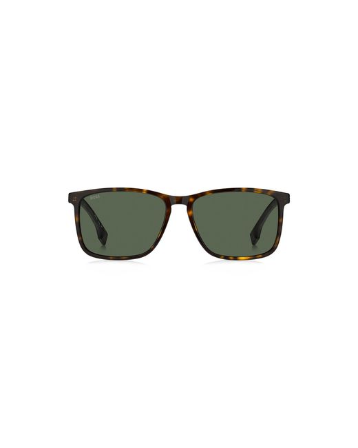 Boss Green Havana-Acetate Sunglasses With Rubber Temples for men