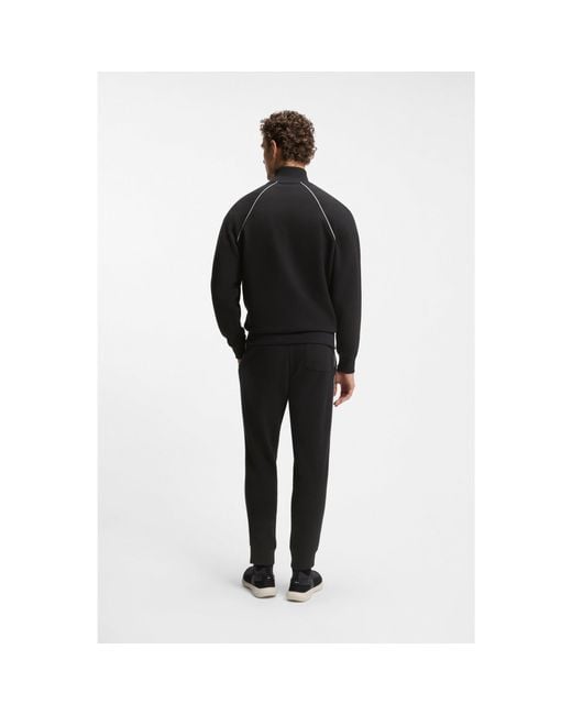 Boss Black Cotton-Blend Tracksuit Set With Contrast Piping for men