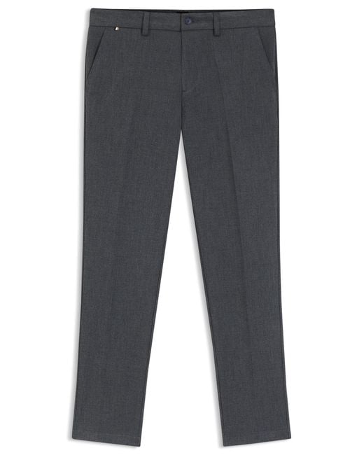 Boss Slim-Fit Broek Van Geborsteld Materiaal Met Visgraatpatroon in het Gray voor heren
