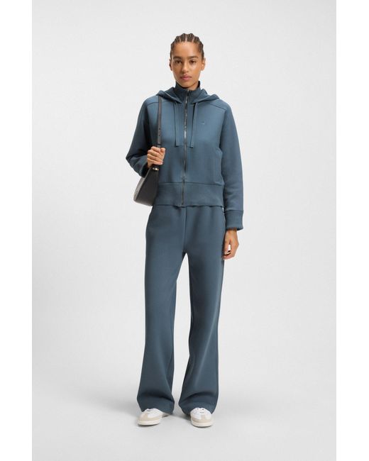 Boss Blue Kapuzenjacke Aus Baumwoll-Jersey Mit Double-B-Monogramm