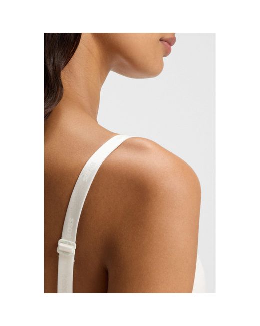 Boss Brown Stretch-Jersey Underwire Bra With Logo Straps