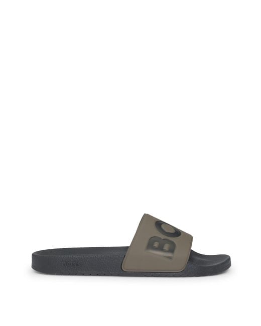 Boss Green Italian-made Slides With Large Logo Detail for men