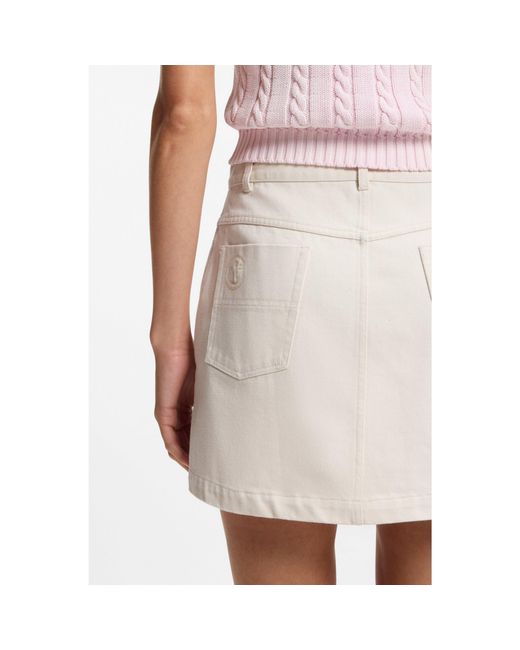 HUGO White Cotton-Twill Mini Skirt With Happy Logo