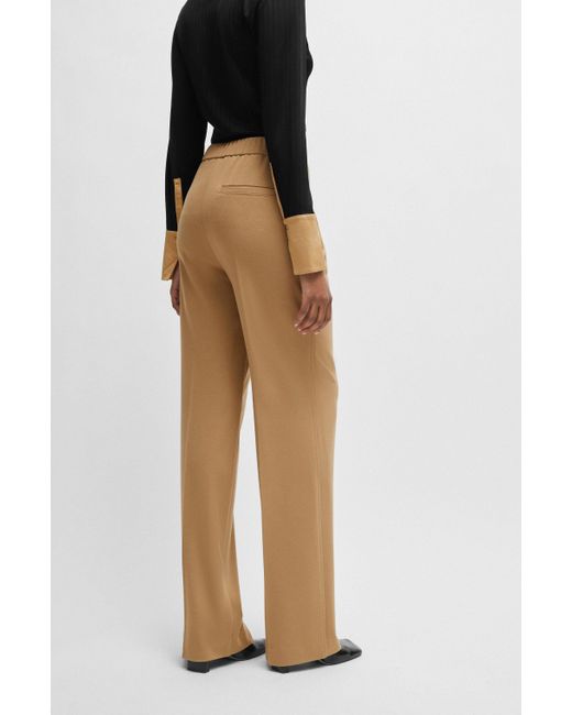 Boss Natural Relaxed-fit Trousers With Bootcut Leg In Stretch Material