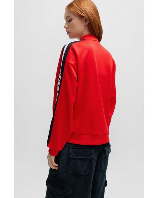Veste inspiree de la course automobile avec rubans a rayures et logo HUGO en coloris Rouge Lyst