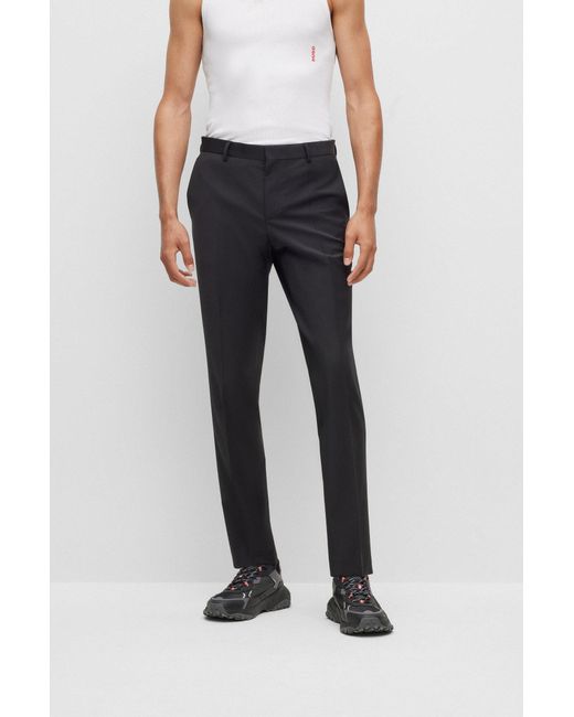 BOSS by HUGO BOSS Slim-fit Trousers In A Performance-stretch Wool Blend in  Black for Men | Lyst Canada