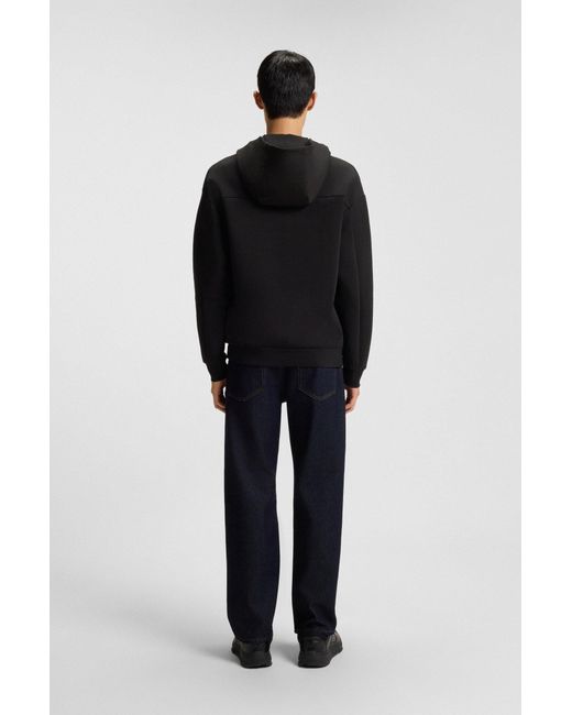 HUGO Hoodie Van Een Interlocked Katoenmix Met Tweedelige Logo's in het Black voor heren