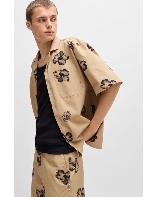 HUGO Natural Light Beige Men's Casual Shirts Size M for men