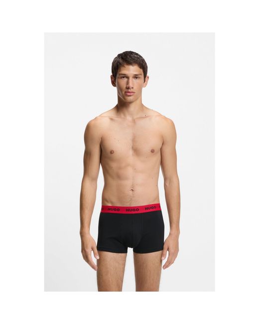 HUGO Blue Three-Pack Trunks With Jacquard Logo Waistband for men