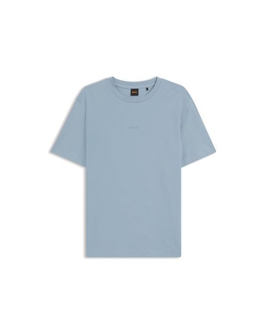 Boss Blue Relaxed-Fit T-Shirt With A Layered Logo Print for men