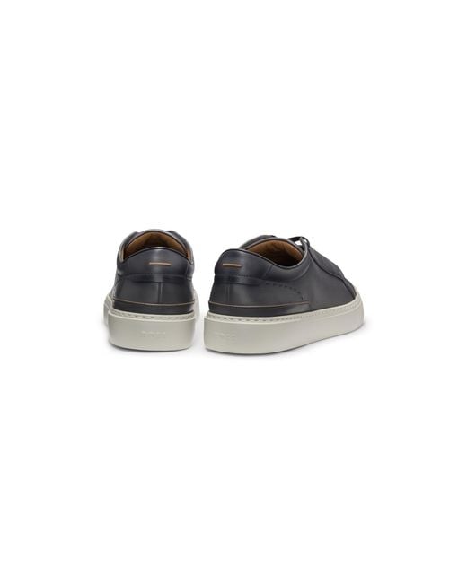 Boss Gray Gary Leather Trainers With Hidden Laces for men