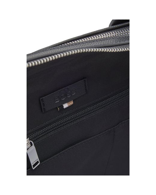 Boss Black Grained Document Case With Logo Lettering for men