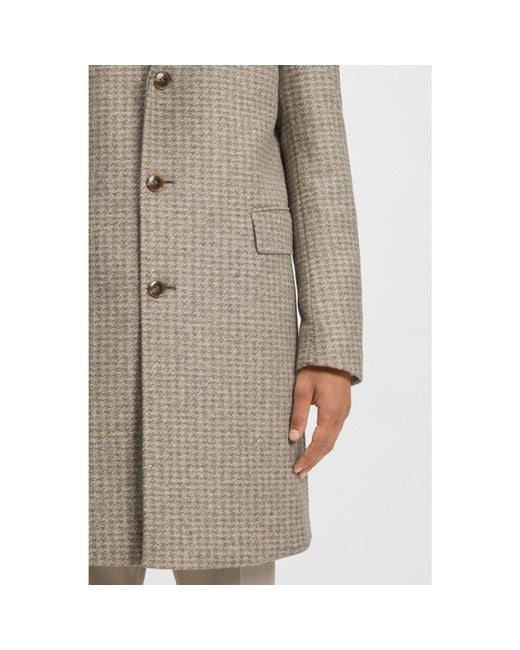 Boss Brown Slim-Fit Coat With Detachable Inner for men