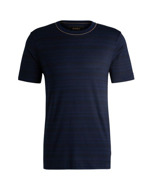 Boss Blue Silk-cotton T-shirt In A Regular Fit for men