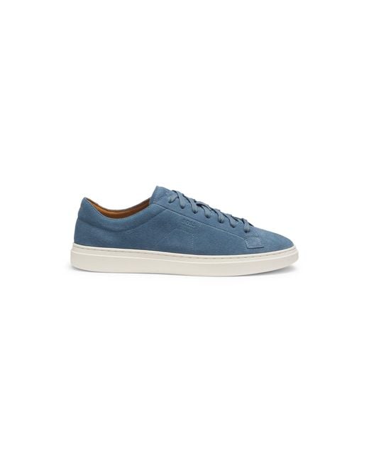 Boss Blue Suede Trainers With Emed Logo for men