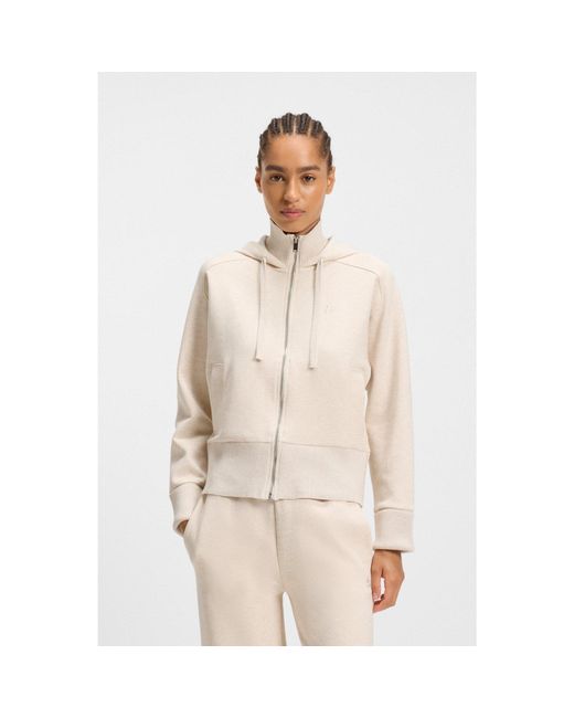 Boss Natural Cotton-Jersey Hooded Jacket With Double B Monogram