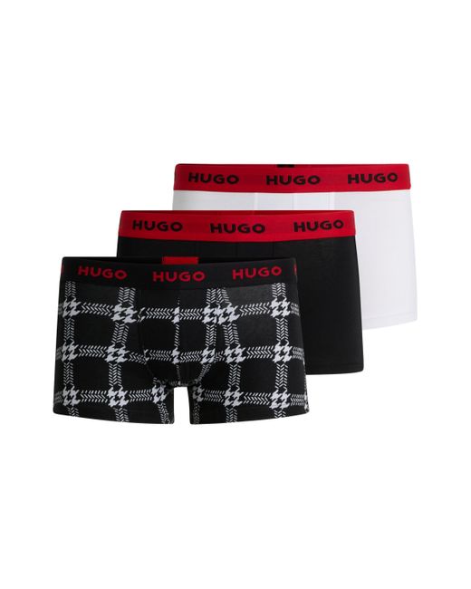 HUGO Dreier-Pack eng anliegende Boxershorts aus Stretch-Baumwolle mit kurzem Bein und Logo-Bund in Red für Herren