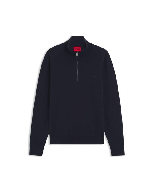 HUGO Blue Quarter-Zip Sweater for men