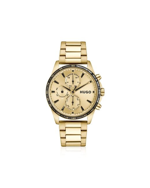 HUGO Metallic #Drift-Tone Watch With Tachymeter Bezel for men