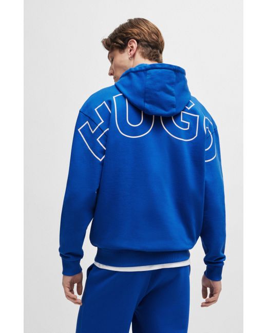 HUGO Hoodie aus Baumwoll-Terry mit Outline-Logos in Blue für Herren