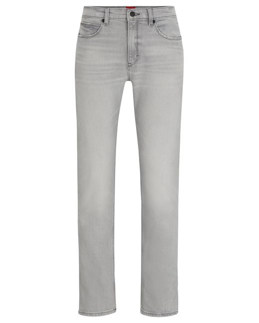 HUGO Black Slim-fit Jeans In Light-grey Denim for men