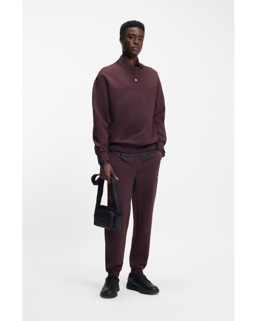 HUGO Sweater Van Een Katoenmix Met Tweedelige Logopatch in het Purple voor heren