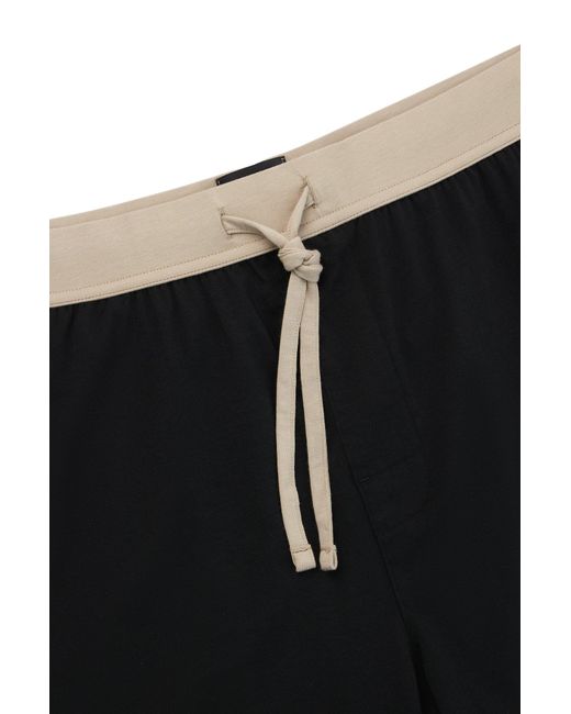 Boss Black Cotton-blend Pyjama Shorts With Printed Logo for men