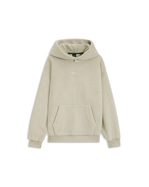 Boss Natural Teddy-Fleece Hoodie With Embroidered Logo for men