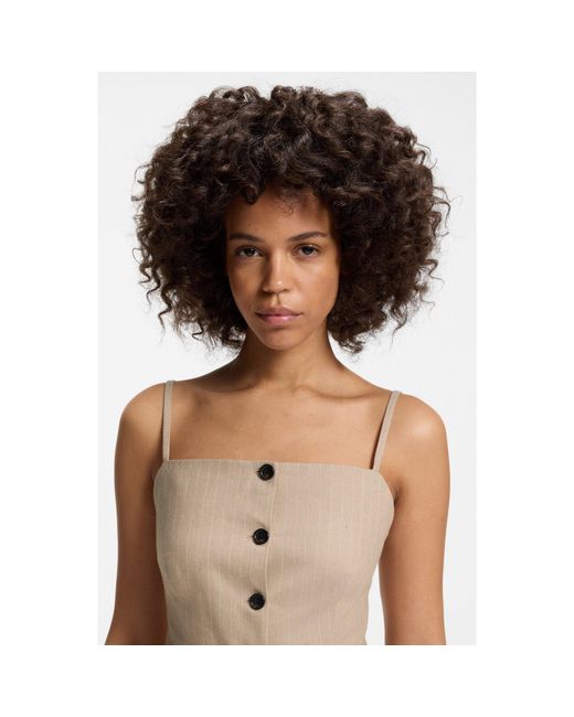 HUGO Natural Waistcoat-Style Slim-Fit Top With Sparkling Pinstripe