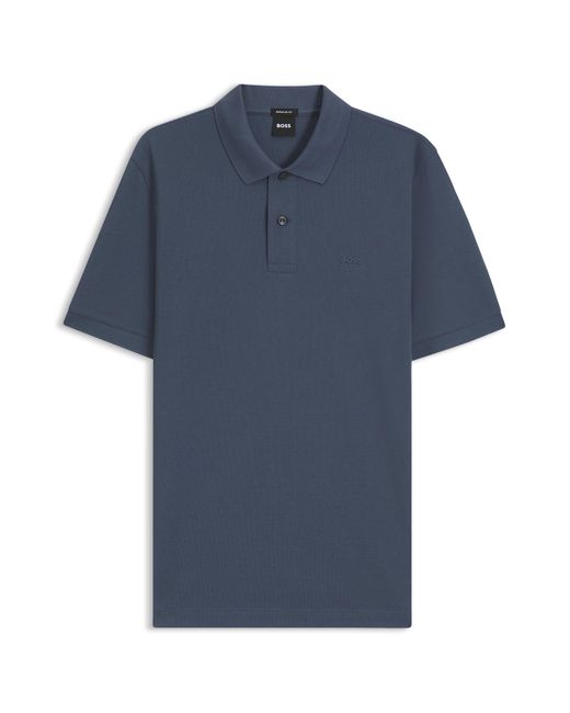 Polo Pallas En Piqué De Coton Avec Logo Brodé Boss pour homme en coloris Blue