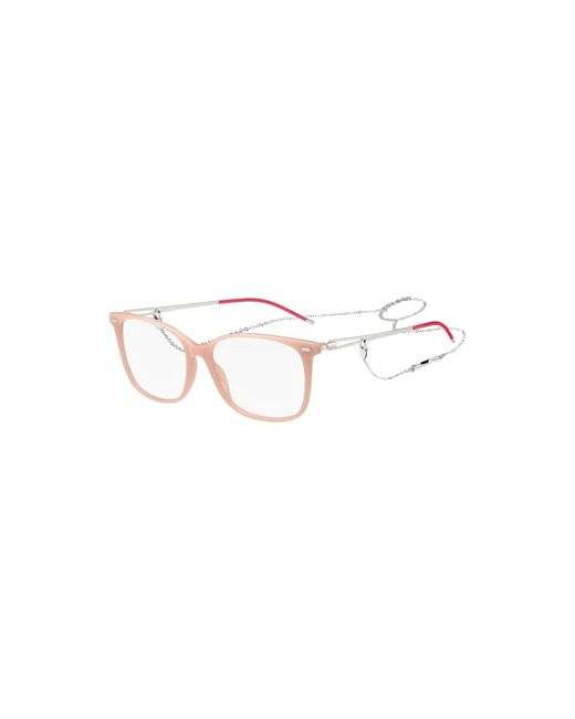 Boss White Acetate Optical Frames With Branded Chain