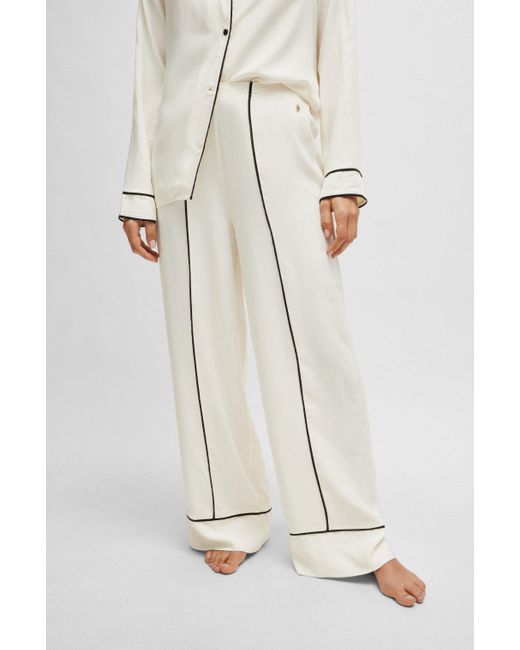 Boss Pyjamabroek Met Double B-monogram En Contrastbiezen in het White