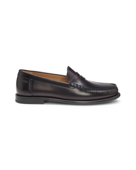 Boss Loafer Aus Leder Mit Pennyloafer-Besatz in Black für Herren
