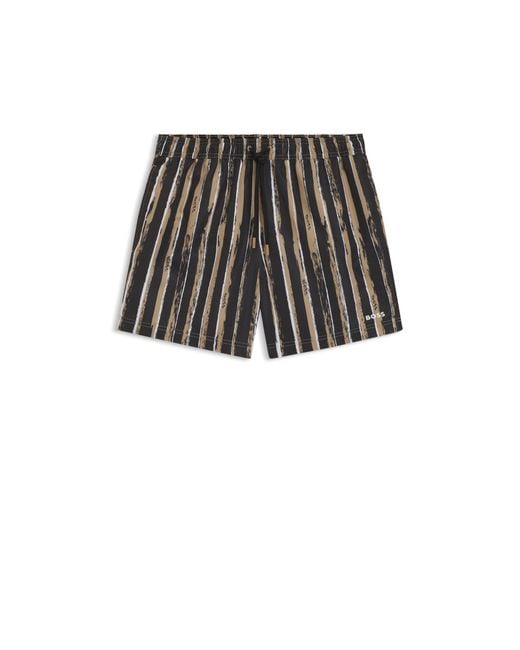 Boss Multicolor Printed Swim Shorts With Logo Detail for men