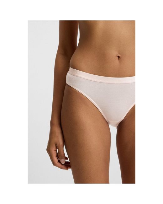 Boss Brown Stretch-Jersey Briefs With Logo Waistband