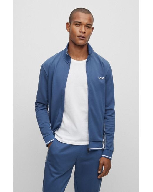 BOSS by HUGO BOSS Cotton blend Zip up Jacket With Embroidered Logo