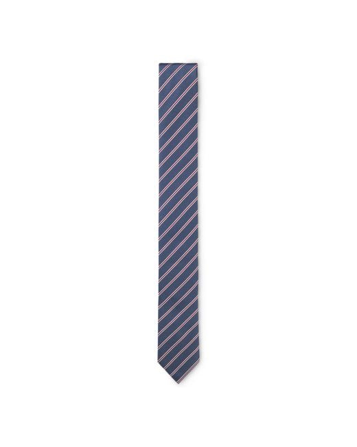 HUGO Blue Stripe-Pattern Silk Tie for men