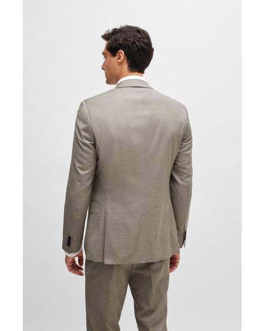 Boss White Slim-fit Suit In A Melange Wool Blend for men