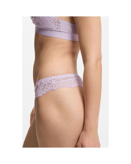 Boss Pink Lace Briefs With Mesh Pleating And Charm