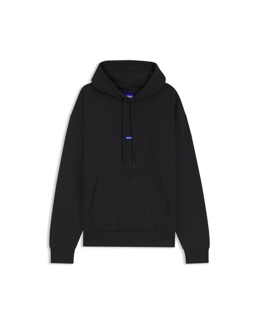 HUGO Blue Cotton-Terry Hoodie With Logo Badge for men