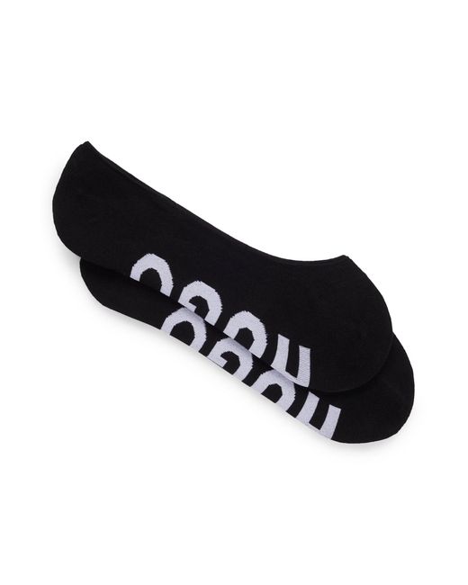Lot de deux paires de chaussettes invisibles avec logos contrastants HUGO en coloris Black