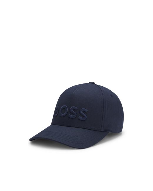 Boss Blue Cotton-Twill Cap With Embroidered Logo for men